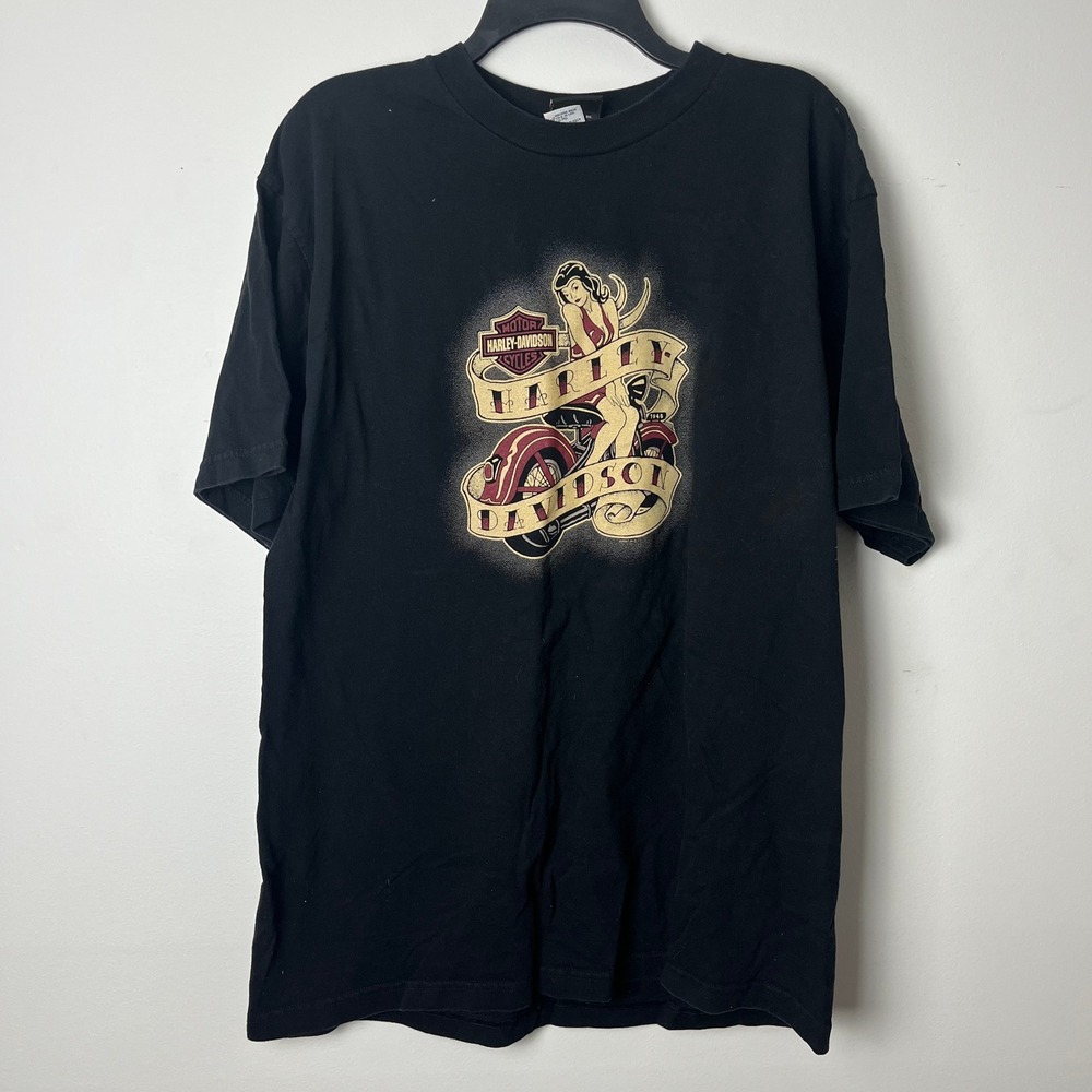 Harley-Davidson T-Shirt Mens XL Pinup Girl Graphic Short Sleeve Black Vintage - Picture 5 of 16